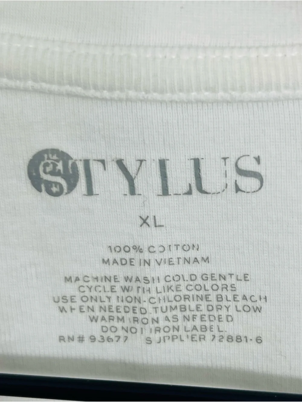 Stylus White Long Sleeve Pullover Scoop Neck Casual Top 100% Cotton Layering Top - Picture 2 of 4